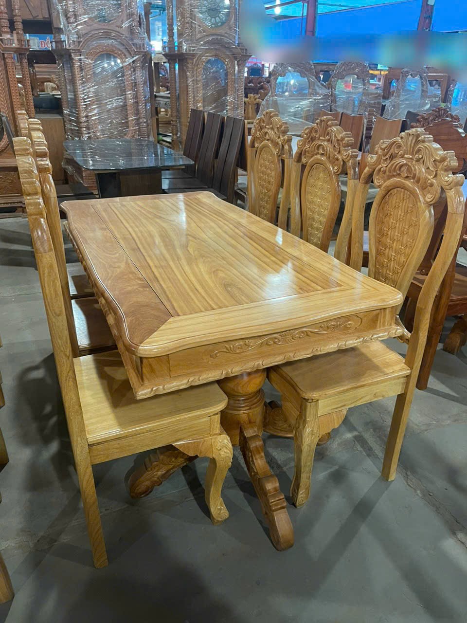 Bộ bàn ăn 6 ghế gỗ gõ đỏ cao cấp 100%