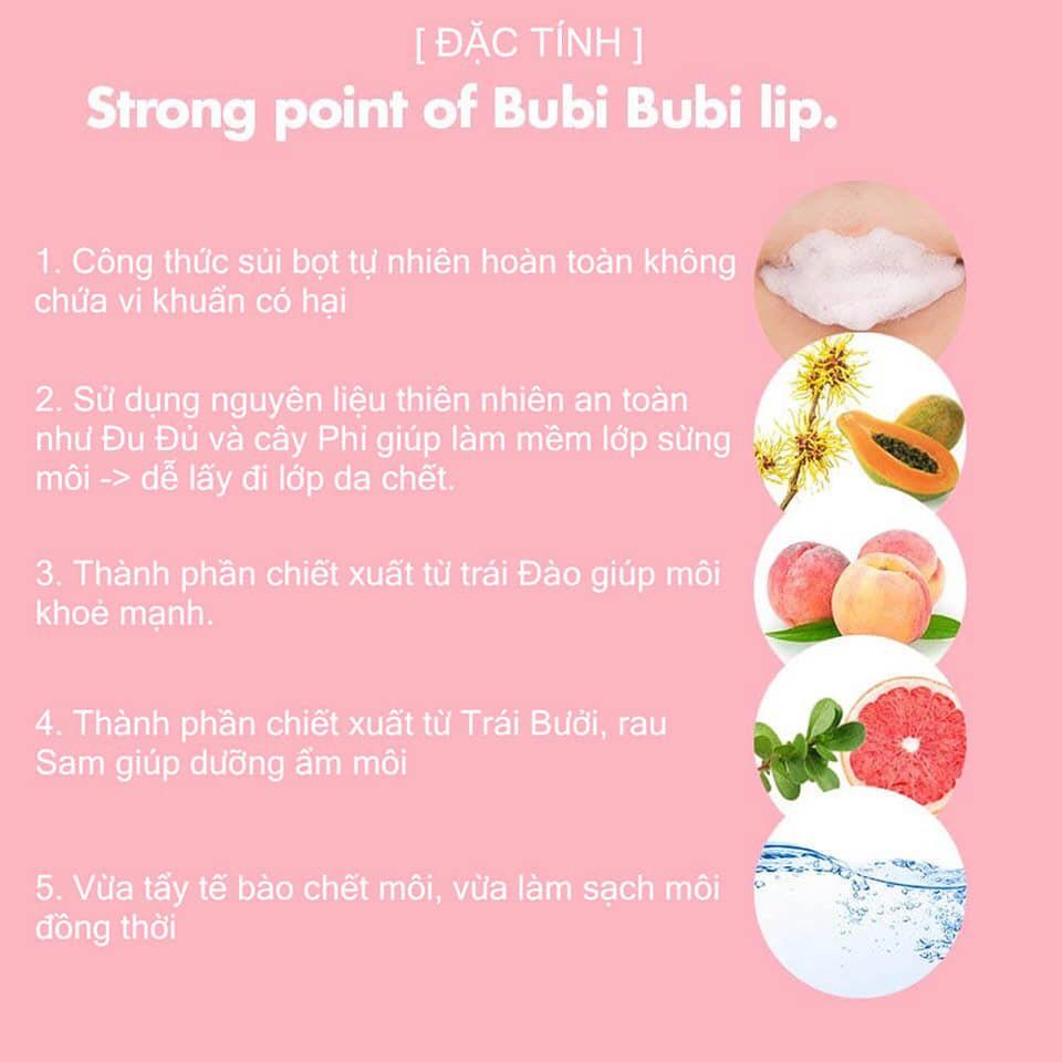 Tẩy Da Chết Sủi Bọt Thải Độc Môi Unpa Bubi Bubi Lip 12ml