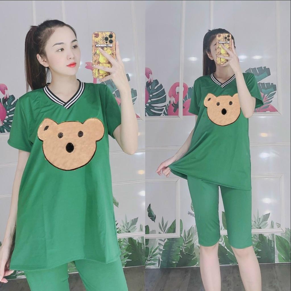 ĐỒ BỘ QUẦN ÁO THUN ĐÙI BÔNG CÚC HỌA MI THỜI TRANG 3 size 45-65KG chất liệu thun cotton