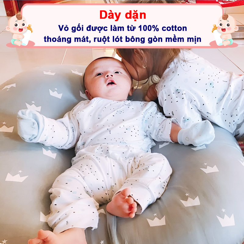 Gối chống trào ngược cho bé 0-2 tuổi chất cotton cao cấp size đại Baby-S – SSS011