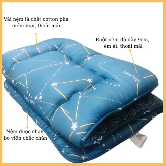 Nệm Topper Đệm Bông Trải Sàn Xuất Nhật FUKOJI, Kích Thước 1mx2m, 1m4x2m, 1m6x2m, 1m8x2m Dày 7-9cm