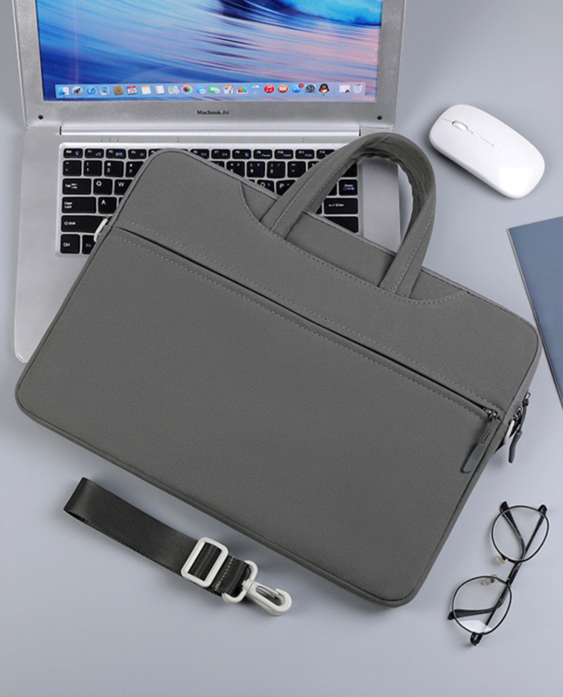 Túi xách da chống sốc laptop máy tính, túi công sở nam nữ đeo chéo cặp đựng laptop