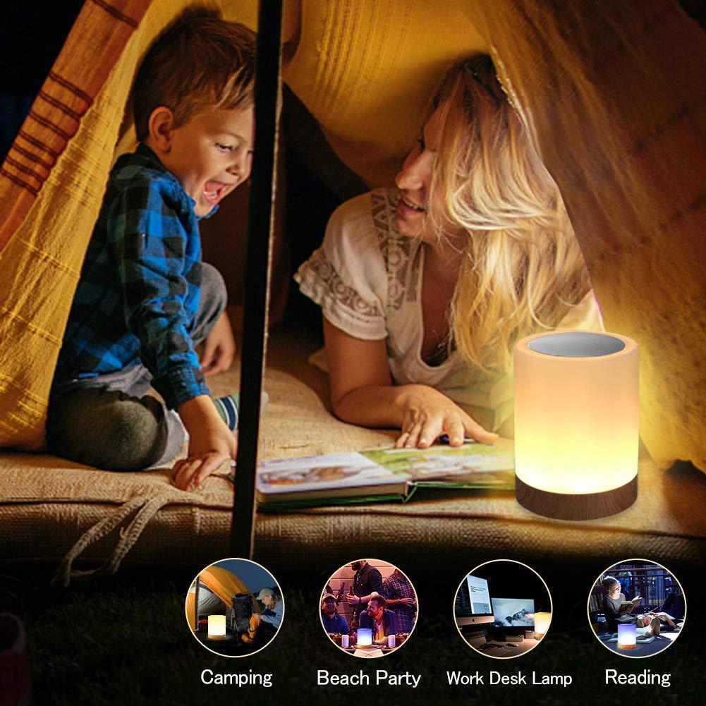 Đèn đêm LED, đèn bàn đầu giường thông minh, điều khiển cảm ứng mờ, có thể sạc lại bằng USB, di động, thay đổi màu RGB cho trẻ em, phòng cắm trại