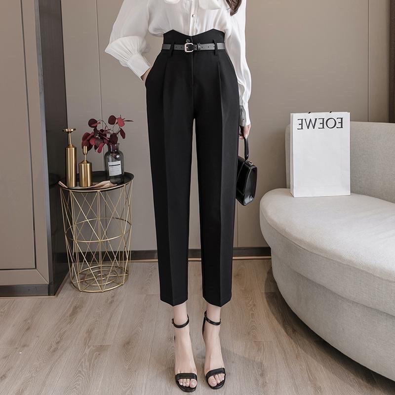 Quần baggy nữ cạp vát kèm đai 8329