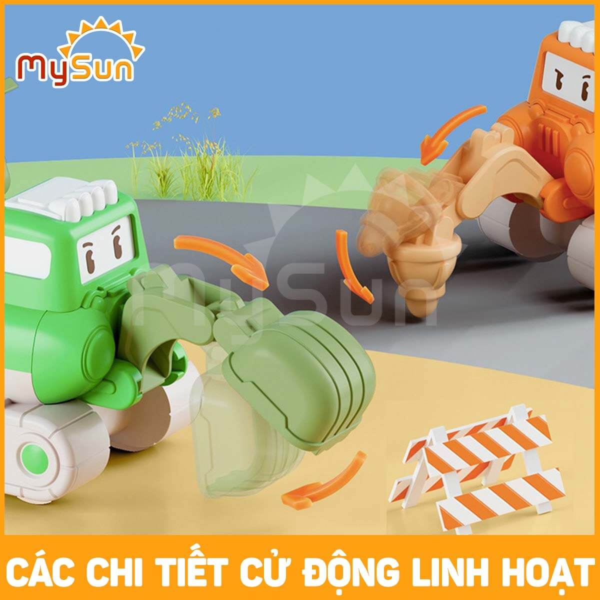 Ô tô đồ chơi trẻ em mô hình xe công trình máy xúc, múc, xe ủi đất cho bé MySun