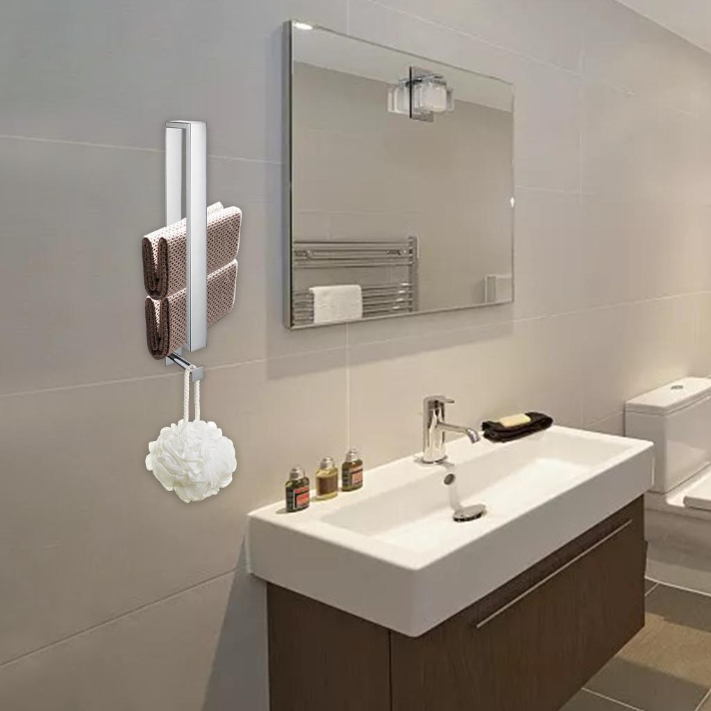 Towel Bar Rod Wall Mounted Adhesive Bathroom Towel Rail Rack Light Gray
