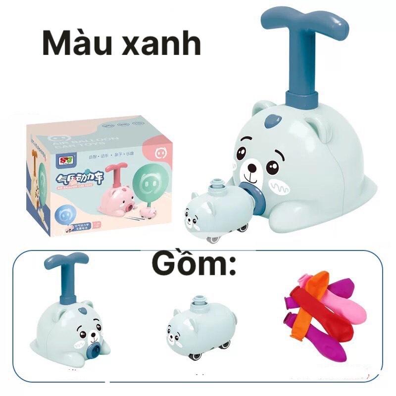 Đồ chơi Xe thú chạy bằng khí - kiêm bơm thổi bong bóng cho bé