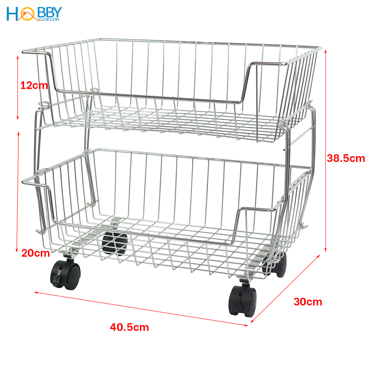 Kệ rổ đựng đồ nhà bếp nhiều tầng Inox 304 Hobby Home Decor NTI không rỉ sét có bánh xe