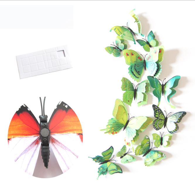 Bộ 12 con bướm cánh kép 3D dán tường trang trí cao cấp sáng tạo M2