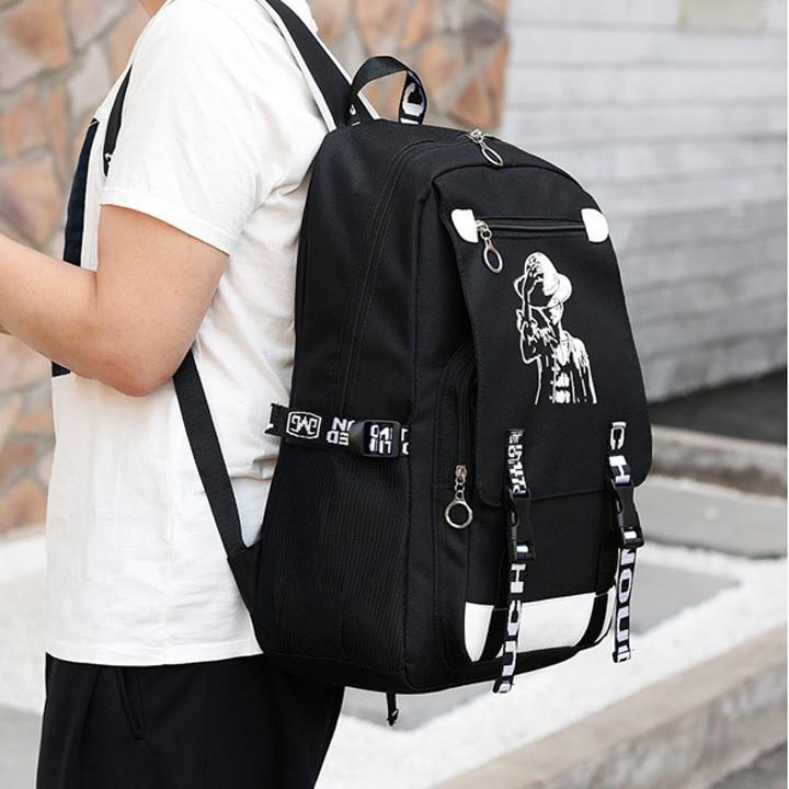 Balo nam nữ đi học đi chơi phát sáng phong cách Luffy cá tính -TẶNG cápUSB+Khóasố+TaiNghe+Móckhóa- Cặp đi học HOT 2021