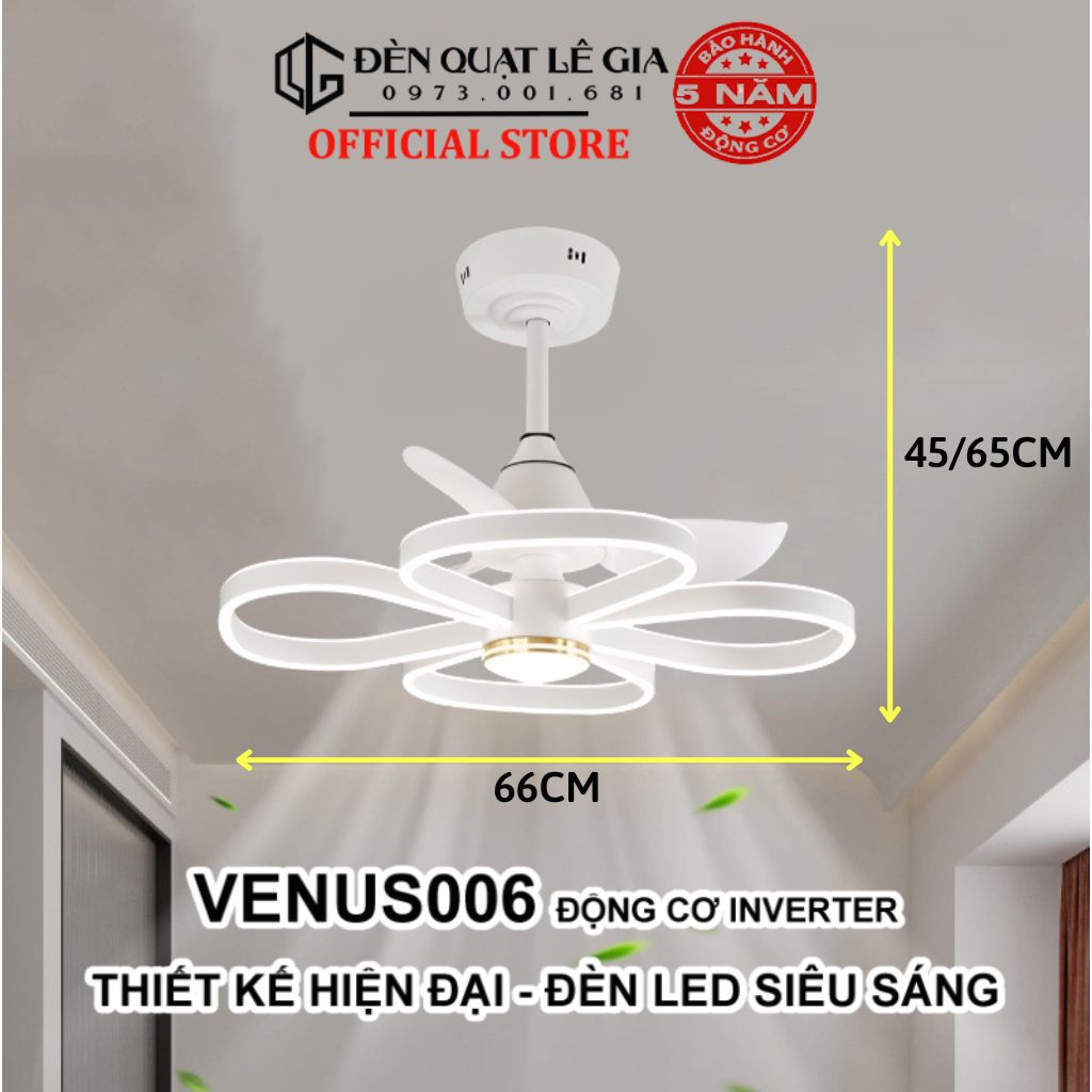 [Cao Cấp] Quạt trần hiện đại thiết kế sang trọng LÊ GIA VENUS006 | Quạt trần trang trí phong cách hiện đại | Quạt trần cao cấp có đèn mới nhất 2024 { Hàng Chính Hãng }