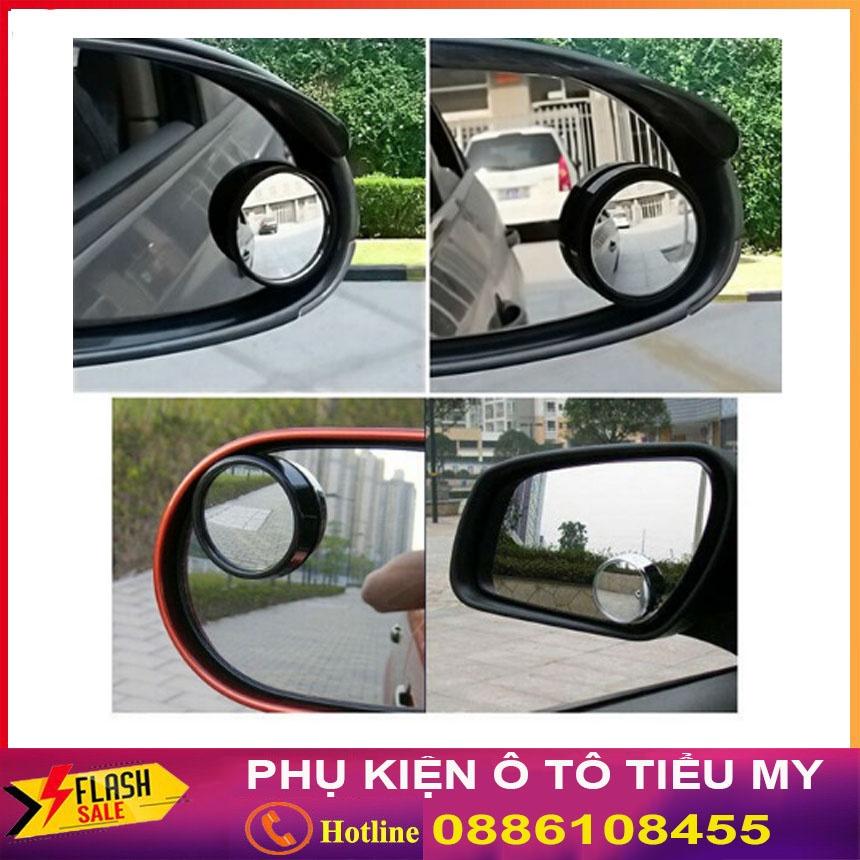 2 Gương cầu lồi gắn kính hậu ô tô xoay 360 độ xóa điểm mù loại có viền
