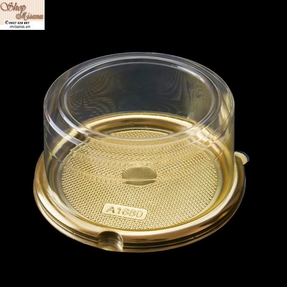 Bộ 20 hộp nhựa tròn đế vàng A1680 kích thước 16x16x8cm