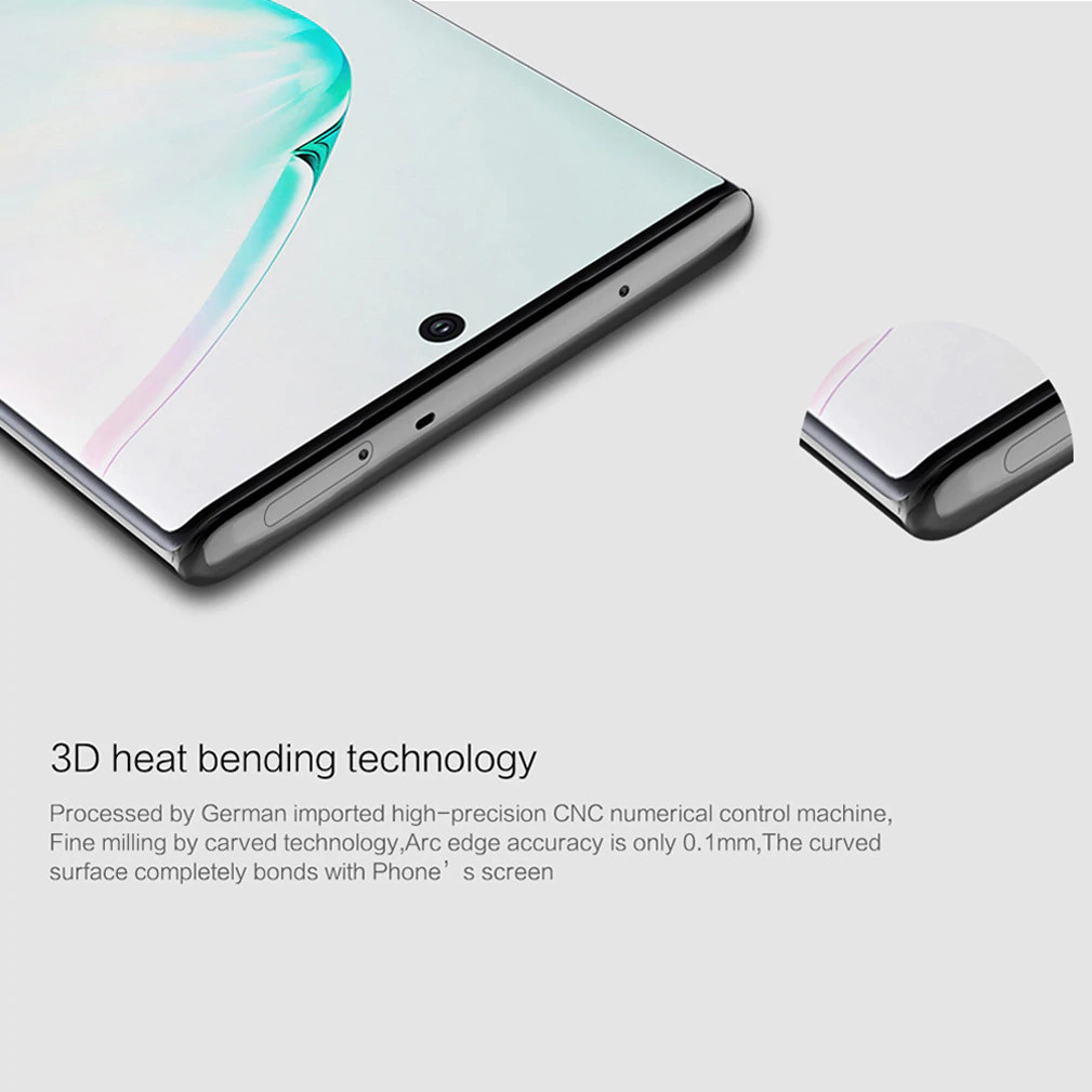 Miếng dán cường lực 3D full màn hình cho Samsung Galaxy Note 10 Plus / Note 10 Plus 5G hiệu Nillkin CP + Max ( Mỏng 0.23mm, Kính ACC Japan, Chống Lóa, Hạn Chế Vân Tay) - Hàng chính hãng