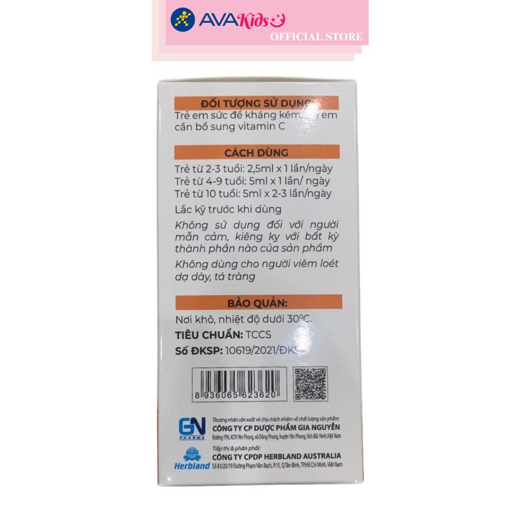 Siro Herbland Healthza VitaC Kid giúp tăng cường sức đề kháng 90 ml (từ 2 tuổi)