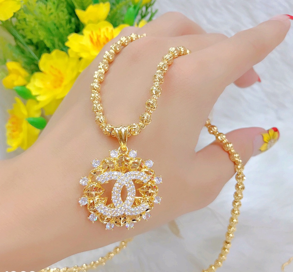 Dây chuyền nữ mạ vàng 24k chữ X