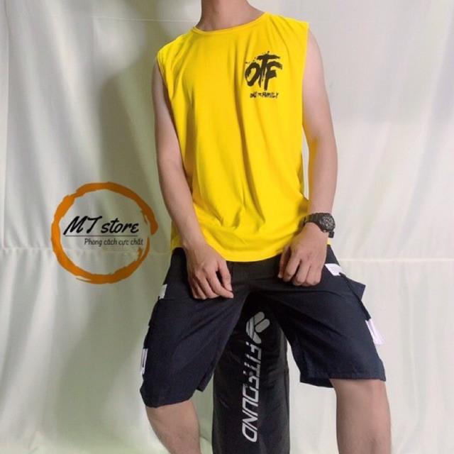 Đồ Bộ Nam Thể Thao, Đồ Bộ Nam Mặc Nhà, Sét Bộ Thể Thao Áo Ba Lỗ Vải Thun Lạnh Quần Kaki Mềm Mịn In Chữ OFF
