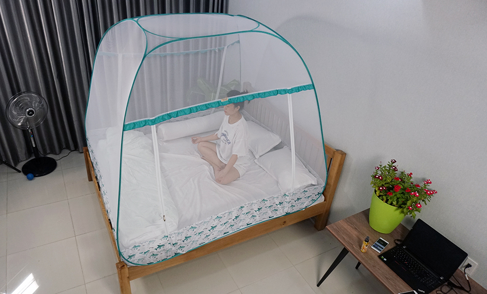 Mùng Chụp Màn Chụp Tự Bung Đỉnh Rộng Cao Cấp 1m8x2m có viền chân - Mộc Miên