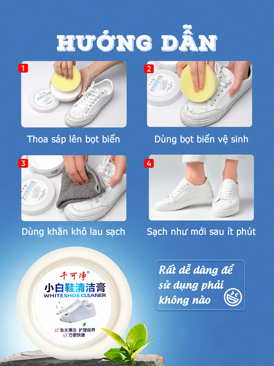 Sáp Vệ Sinh Giày Siêu Sạch 260g Kèm Mút Lau Giày Đánh Bóng Đồ Da Đa Năng Giúp Giày Sạch Sẽ Sau 30 Giây