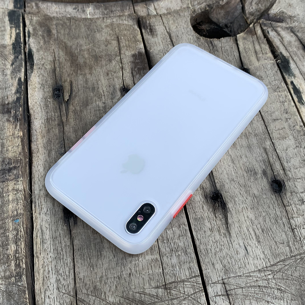 Ốp lưng chống sốc dành cho iPhone X vs iPhone XS nút bấm màu đỏ - Màu trắng