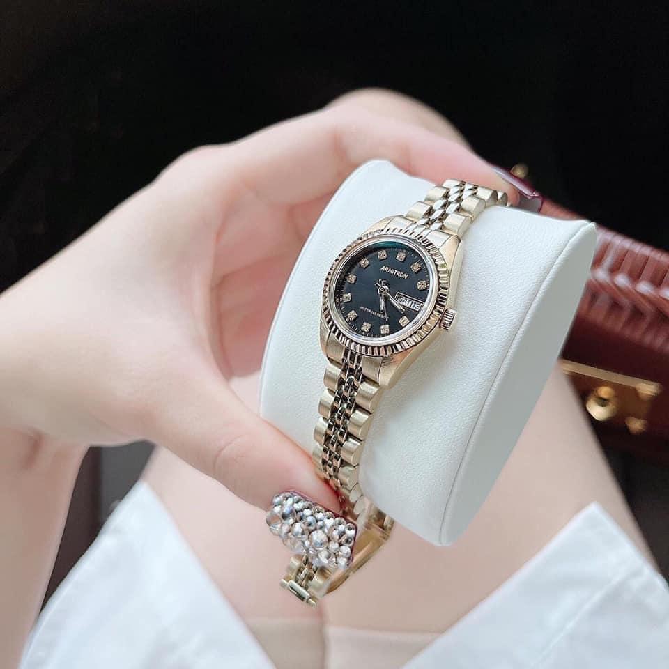 Đồng Hồ Nữ Armitron 75/2475BKGP mặt đen, viền rose gold