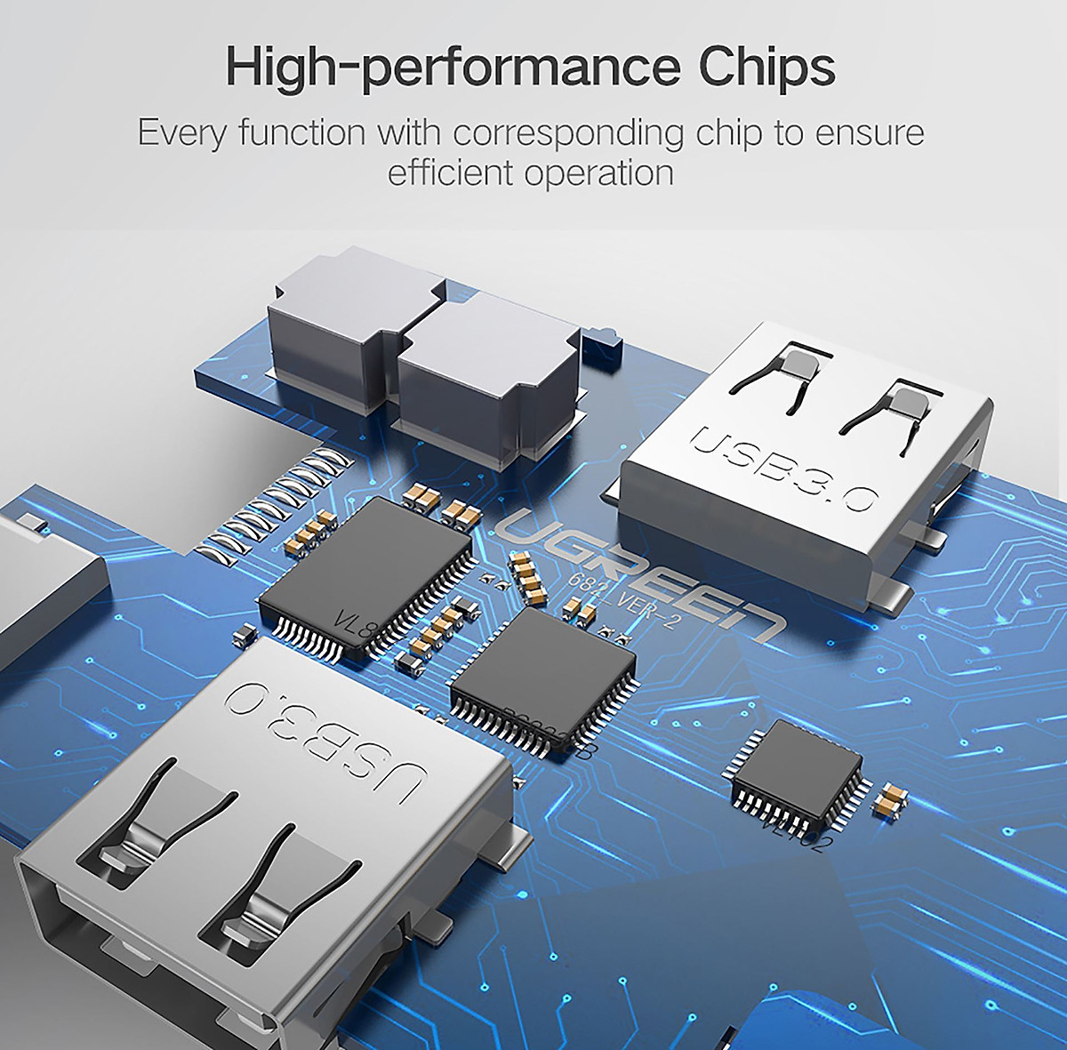 Hub Ugreen USB Type-C sang HDMI, VGA, LAN, USB 3.0, SD, USB-C CM179- hàng chính hãng