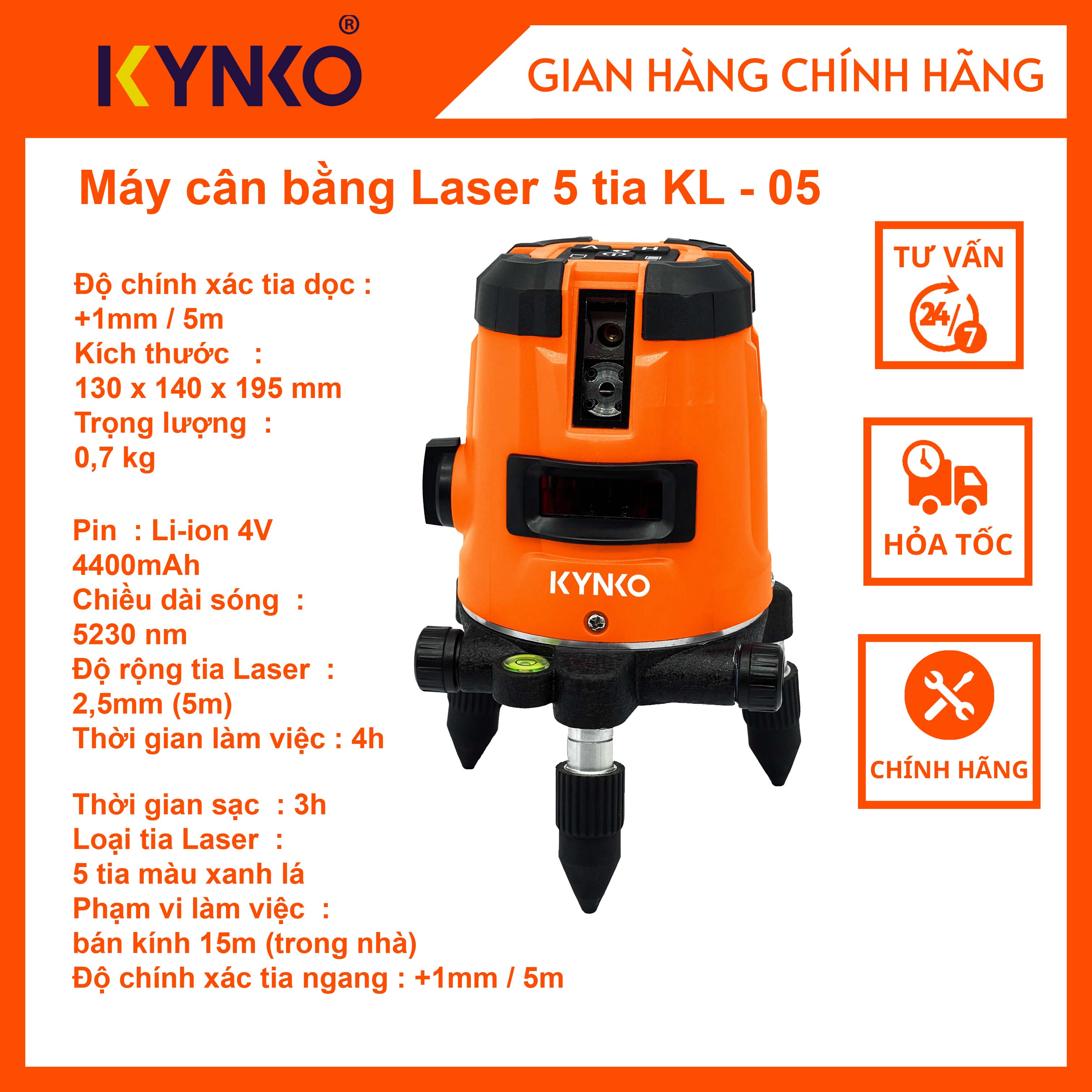 MÁY CÂN BẰNG LASER 5 TIA KL- 05 CHÍNH HÃNG GIÁ TỐT