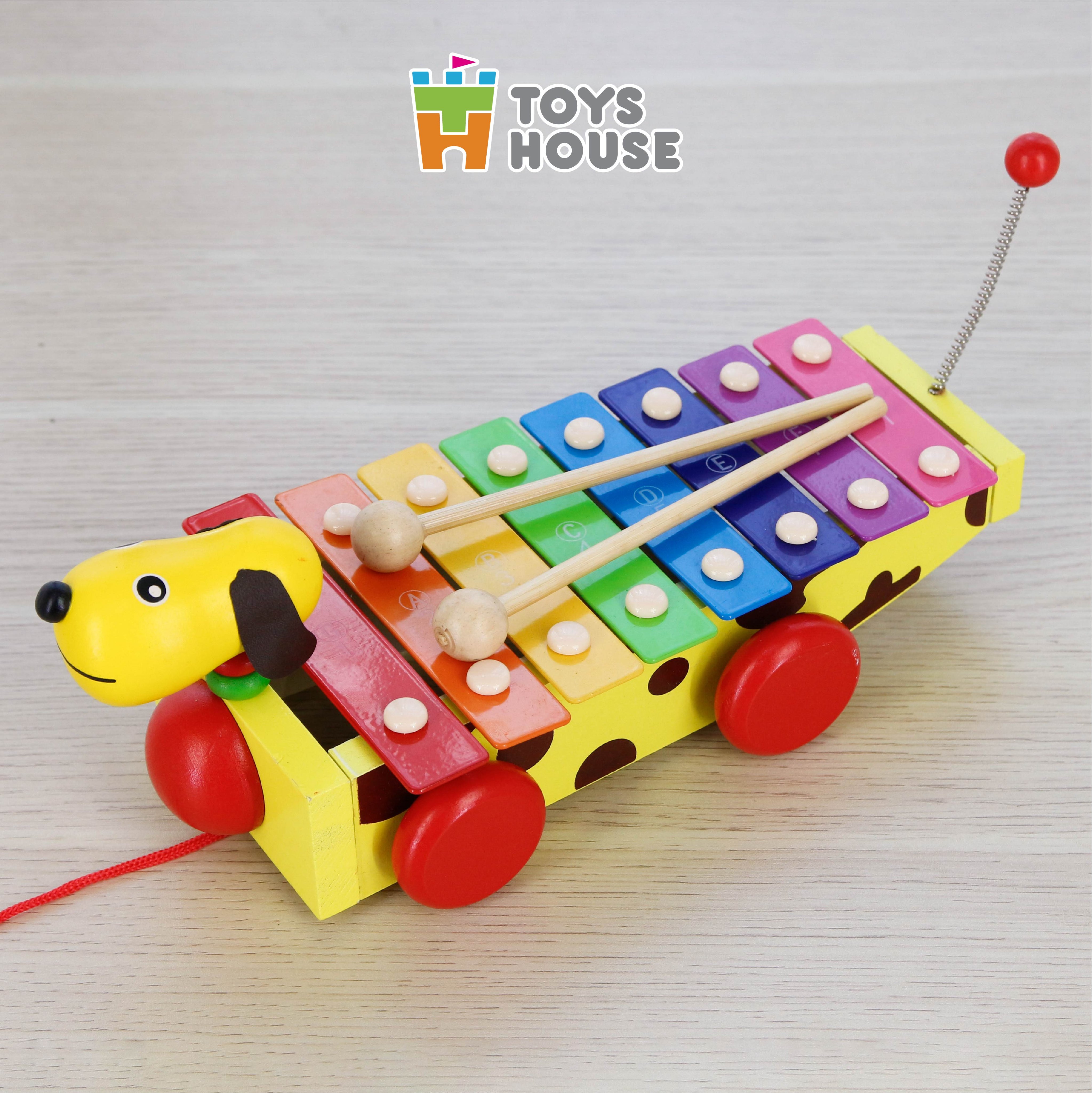 Đàn gõ xylophone kết hợp đồ chơi hình cún con cầu vồng Toyshouse 1152