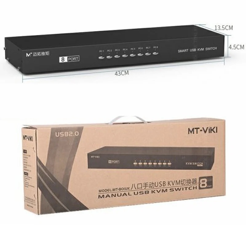Bộ Switch KVM 8 PORT KVM VGA USB 1-8 MT-VIKI - 8 Máy Tính Ra 1 Màn Hình - Hàng Nhập Khẩu