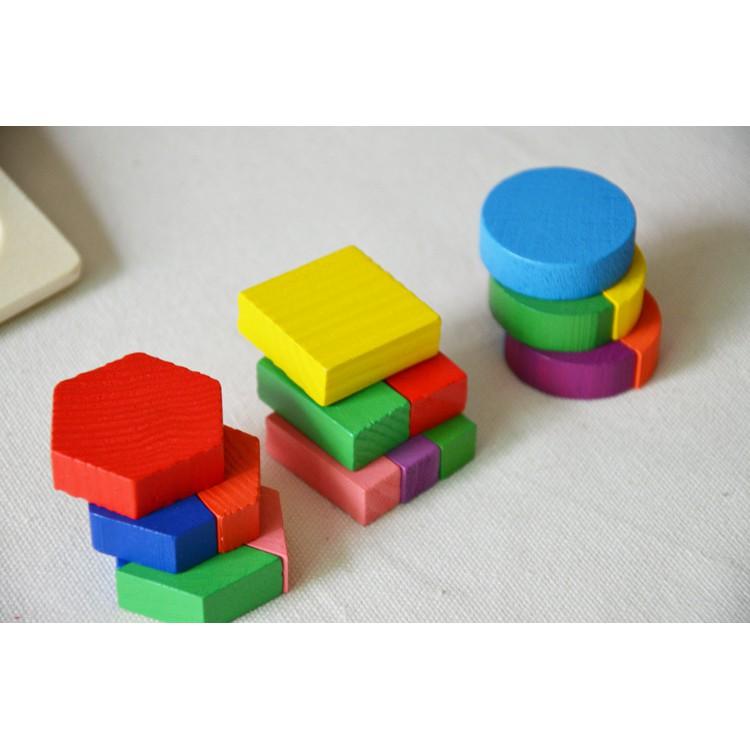 ĐỒ CHƠI XẾP HÌNH BẰNG GỖ, BỘ 3 BẢNG GHÉP HÌNH HỌC, GIÁO CỤ MONTESSORI ĐỒ CHƠI KHOA HỌC