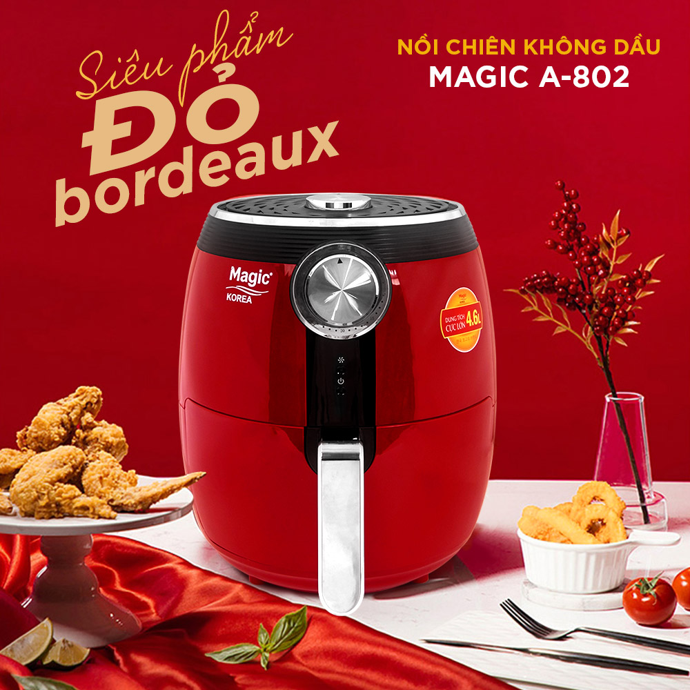 Nồi Chiên Không Dầu Magic A-802 Đỏ- Hàng Chính Hãng