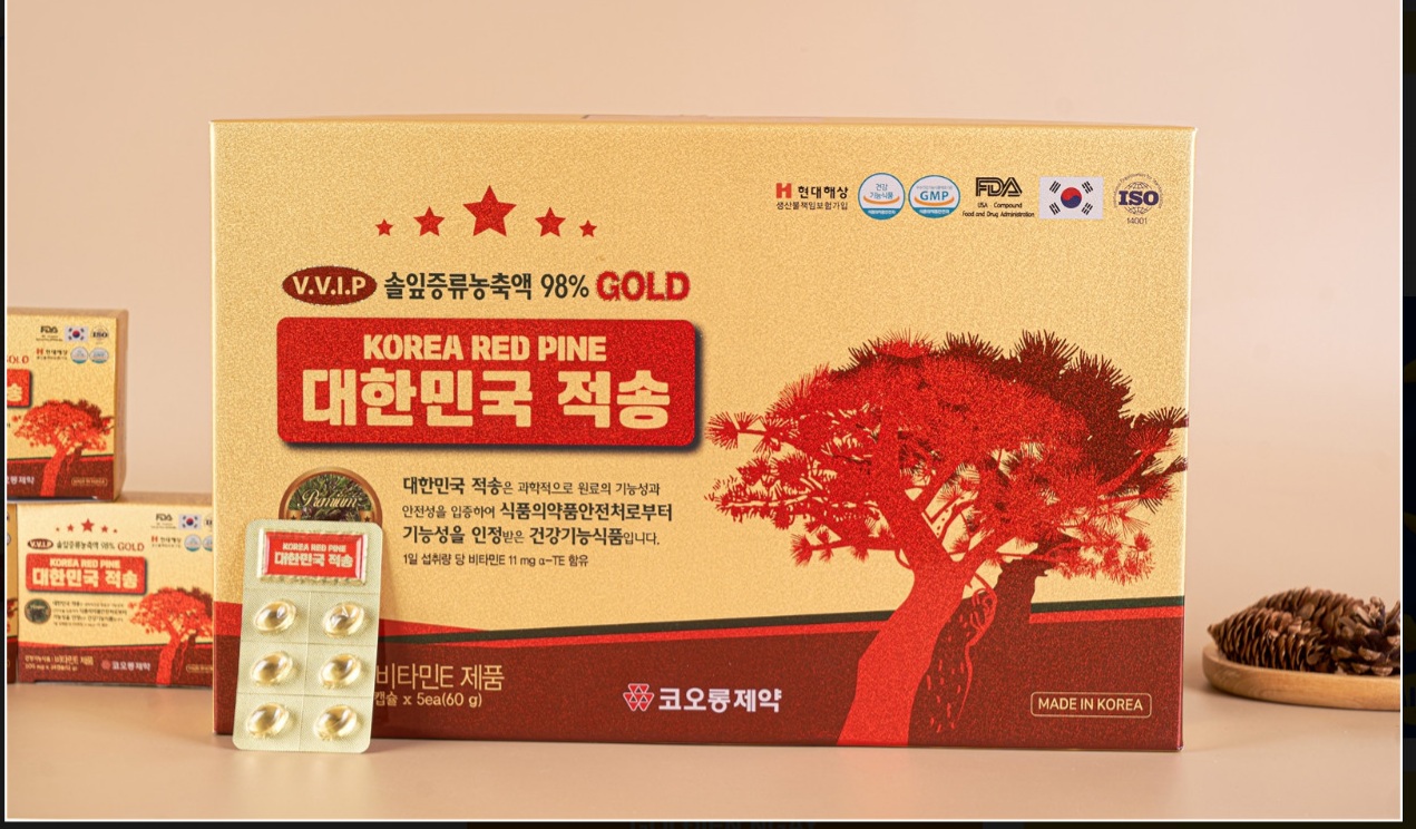 Tinh dầu thông đỏ KOREA RED PINE Hộp Đỏ 120 viên