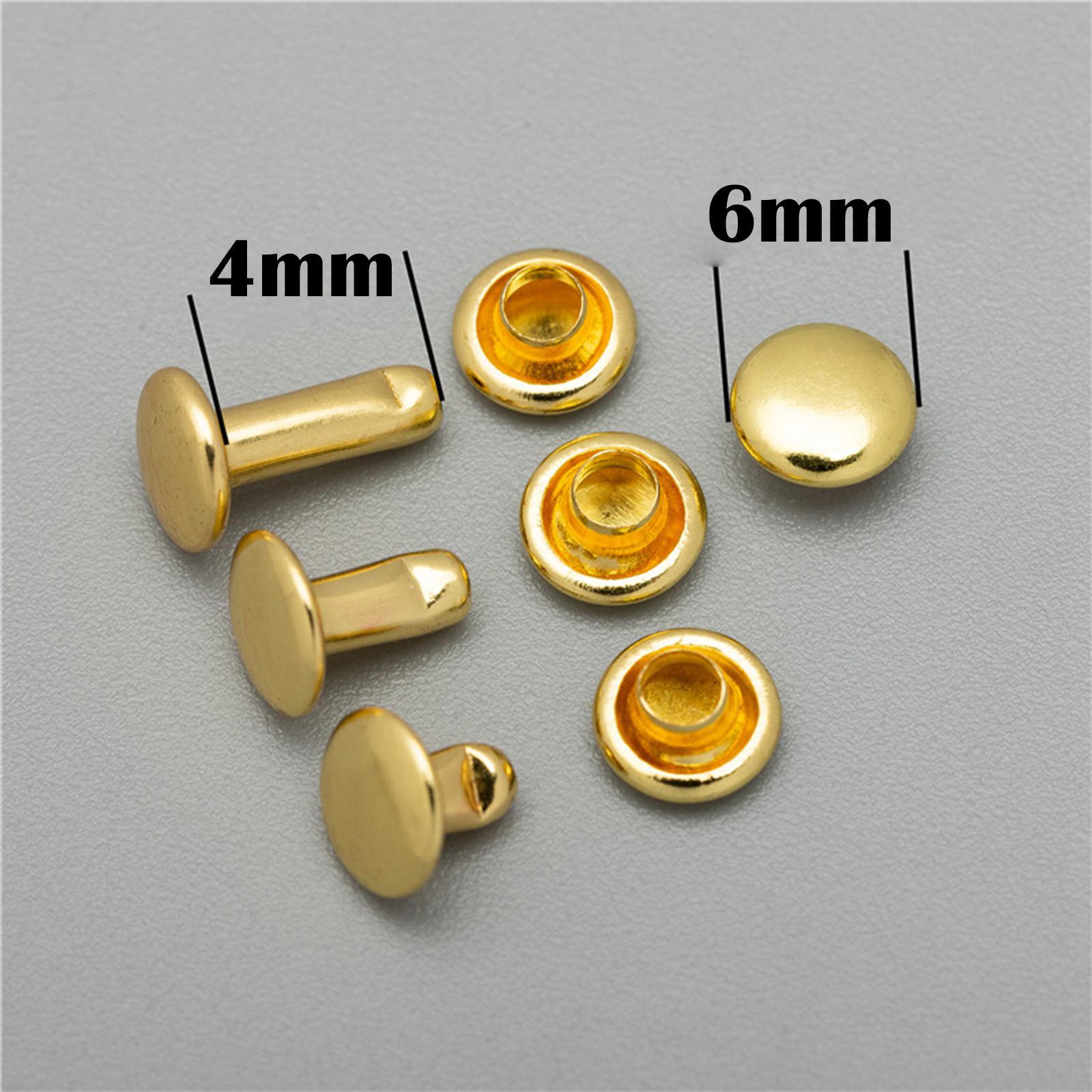 100Pcs Pure Brass Screw Rivets Double Caps Decorative Button Studs for Shoes Bag