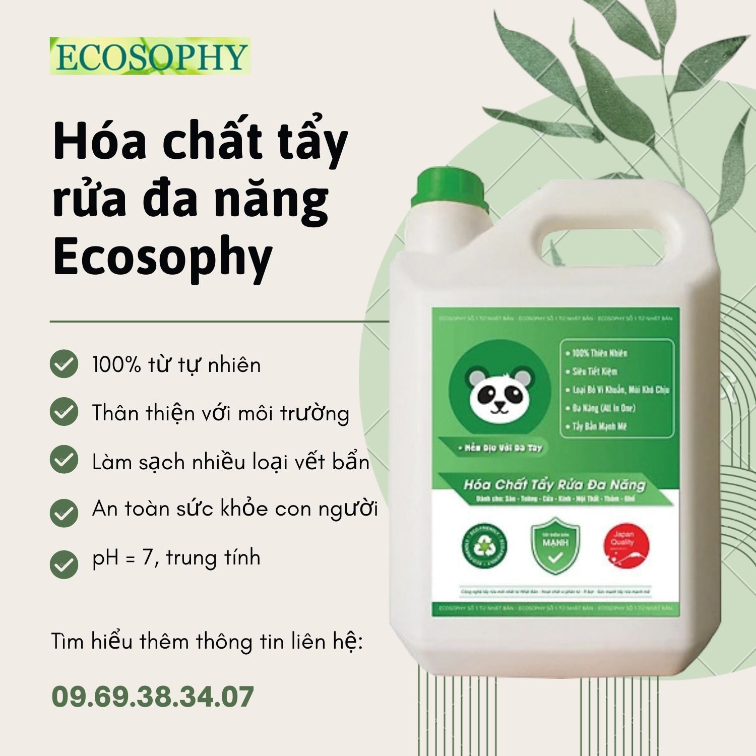 Hóa chất tẩy rửa đa năng Ecosophy số 1 tại Nhật Bản