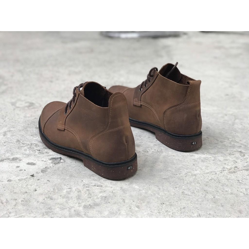 Giày cao cổ nam da bò sáp