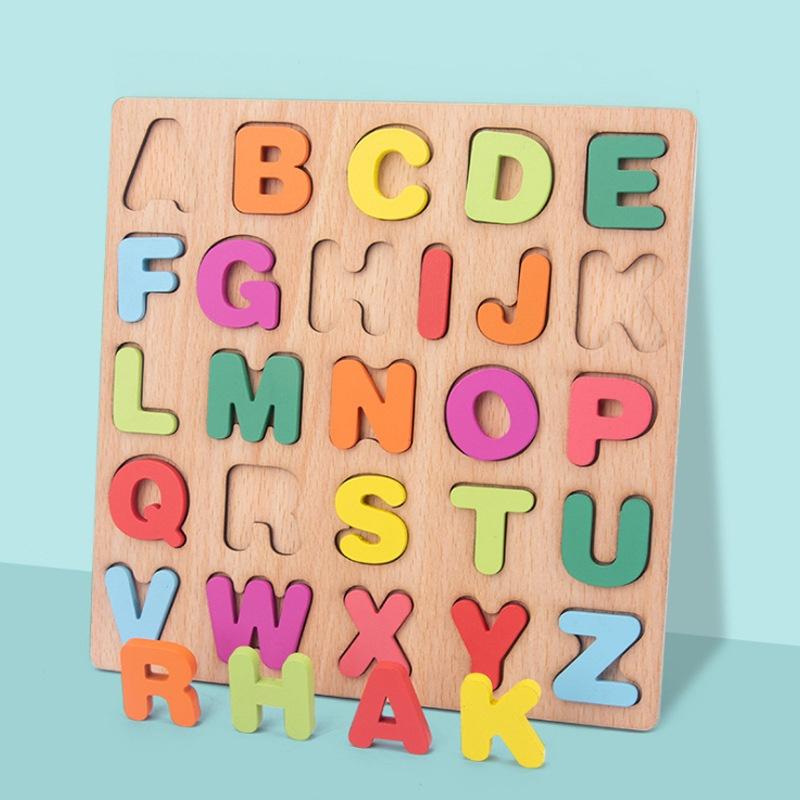 Bảng Gỗ Nổi Cho Bé Học Chữ Cái, Hình Khối Và Chữ Số Kích Thước 20x20Cm