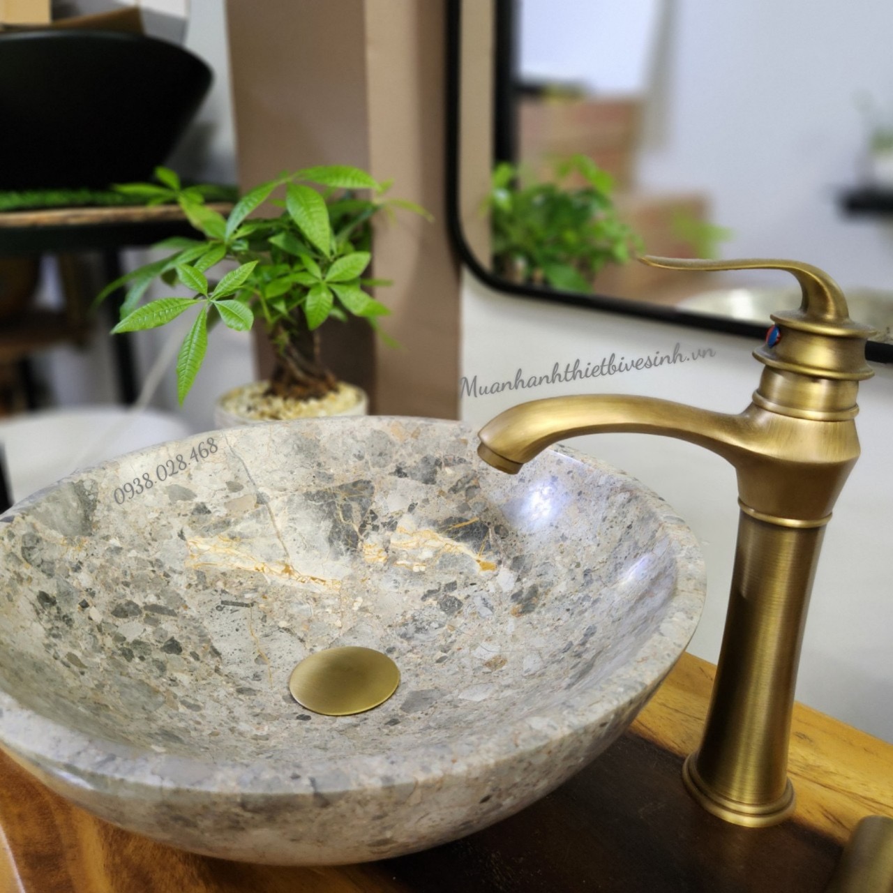 Lavabo đá tự nhiên - Lavabo đặt bàn đá tự nhiên - chậu rửa mặt đá tự nhiên