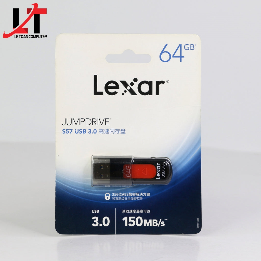 USB LEXAR JUMPDRIVE S57 3.0 64GB  - Hàng Chính Hãng