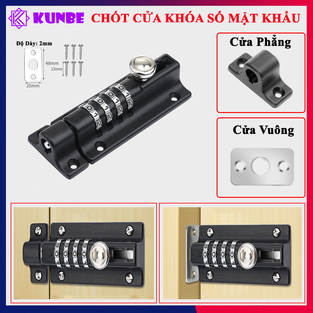 Chốt Cửa Khóa Số Mật Khẩu Cơ KUNBE An Toàn Chắc Chắn