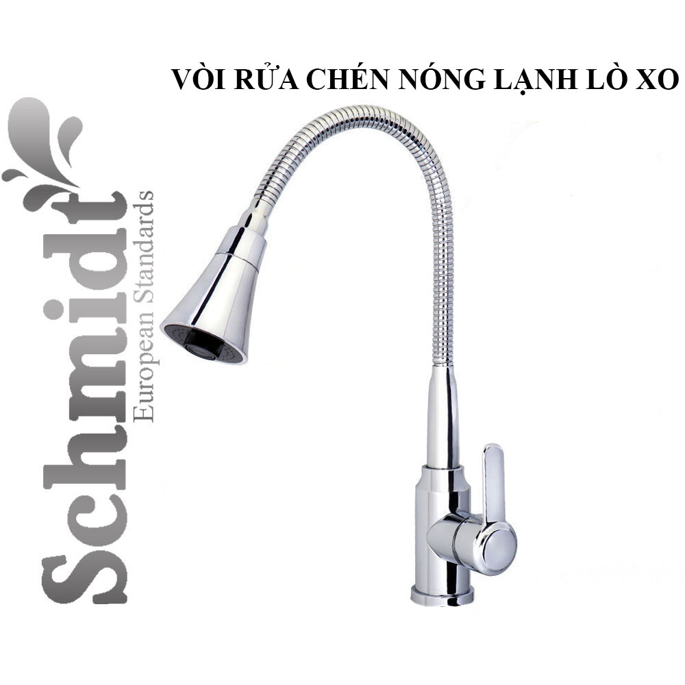 Vòi rửa chén nóng lạnh Schmidt mạ crom lò xo bẻ được mọi vị trí , Vòi rửa bát Inox 304 chất lượng cao – Hàng chính hãng