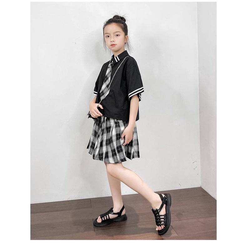 Sandal bé gái đi học đi chơi quai sợi tết chắc chắn phong cách thời trang Hàn Quốc
