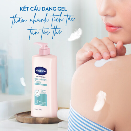 Combo 2 Gel dưỡng thể dưỡng sáng mát lạnh Vaseline Fresh &amp; Bright 350ML/chai