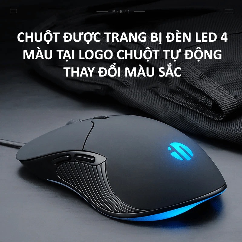 Chuột có dây INPHIC PB1P 6 nút với độ DPI lên đến 4800 phù hợp cho game thủ, văn phòng, photoshop - HÀNG CHÍNH HÃNG