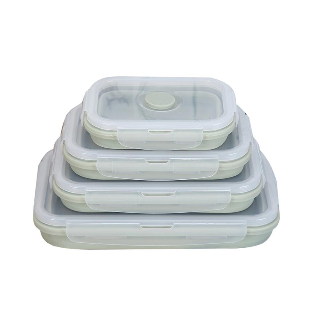 Silicone Collapsible Food Storage Container with Airtight Lid and Air Vent-4 Pack Foldable Meal Prep Lunch Box for Kitchen,Stackable & space saving
