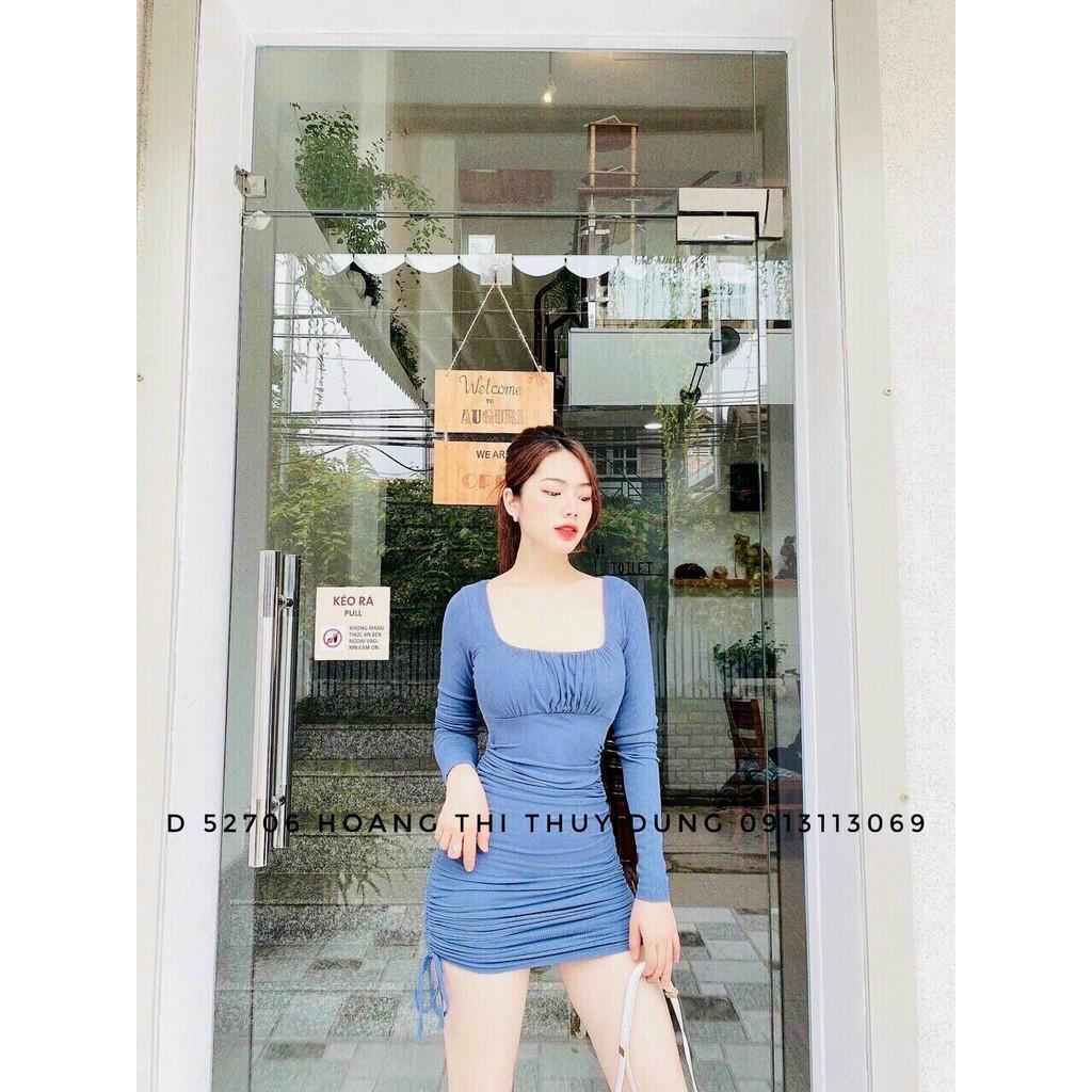 Đầm body tay dài nhún eo nhún ngực cực sexy