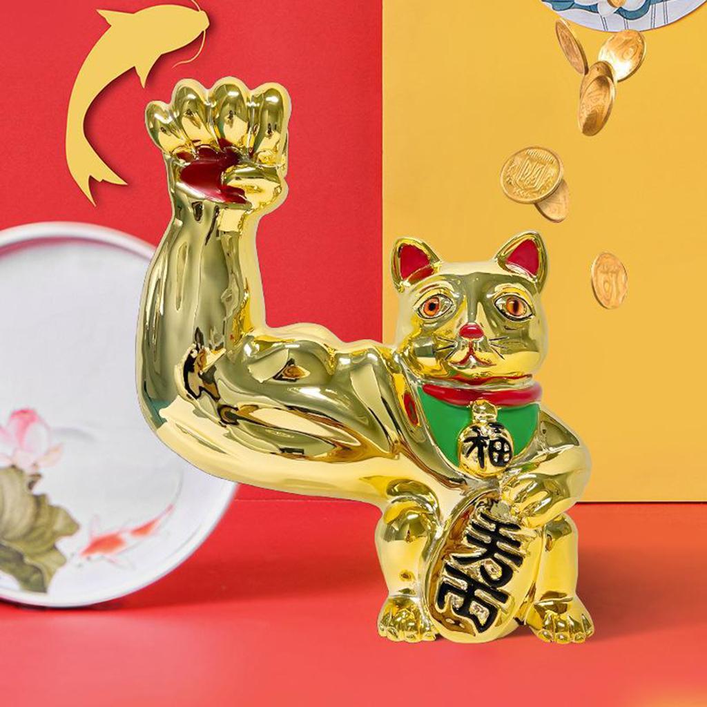 Tượng Mèo May Mắn Phong Thủy Trang Trí Bàn