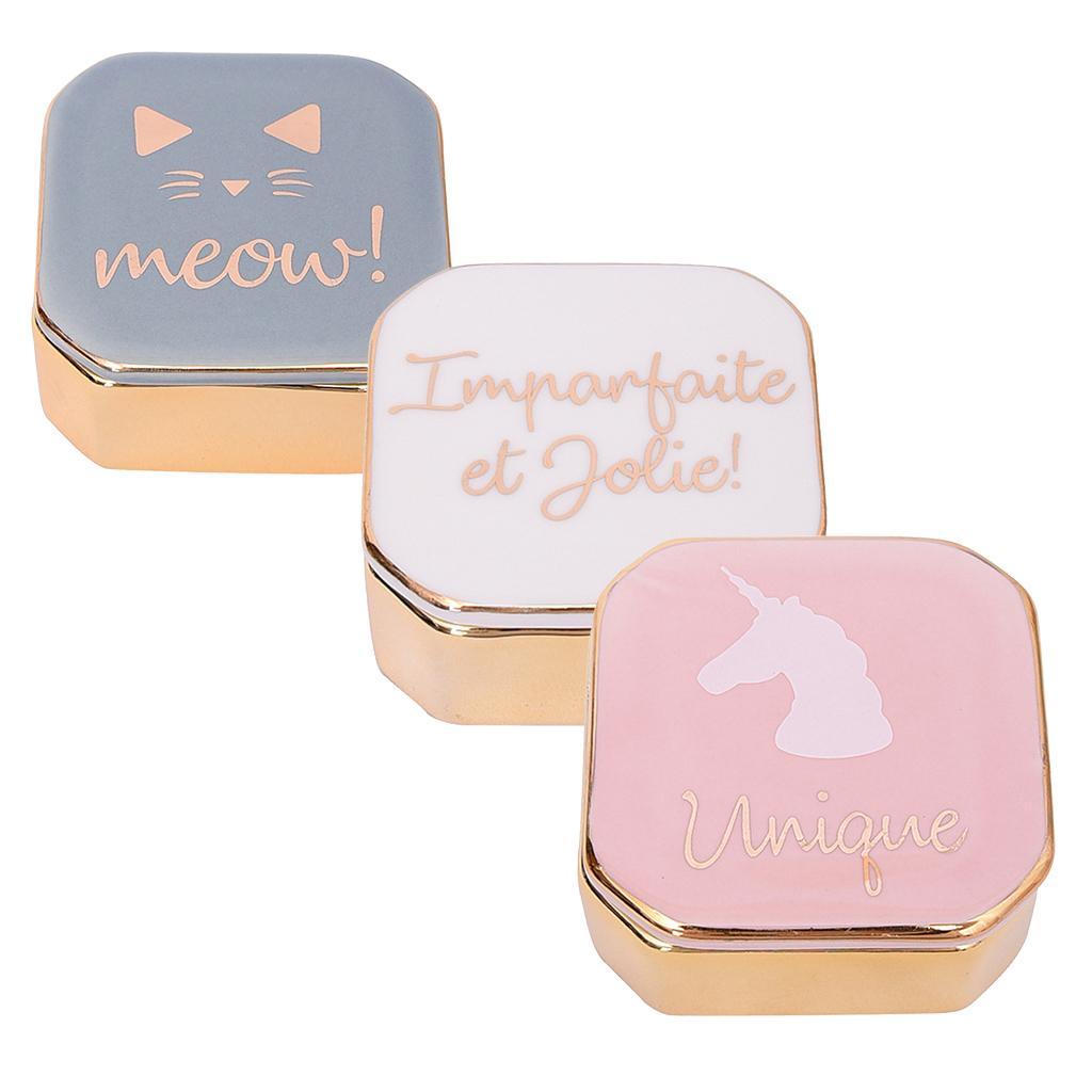 Mini Travel Jewelry Ceramic Box Cosmetic Makeup Display Organizer Case Pink