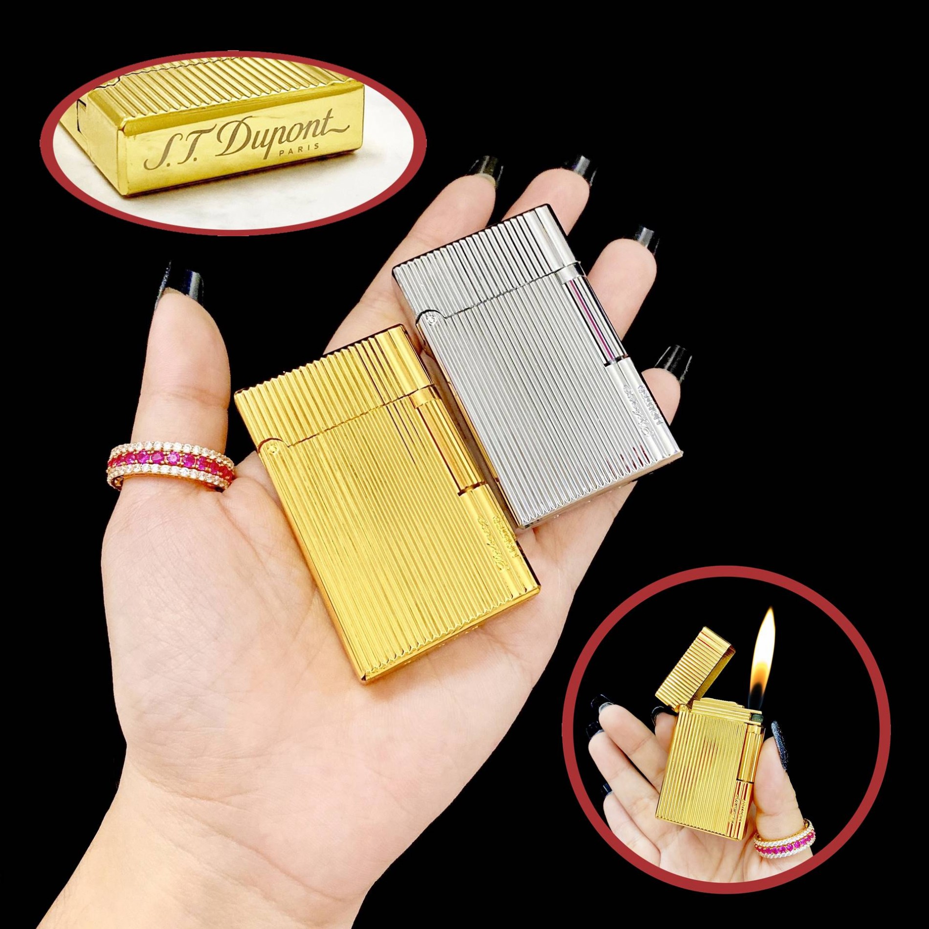 Hộp quẹt bật lửa Dupont vân sọc m-24 -