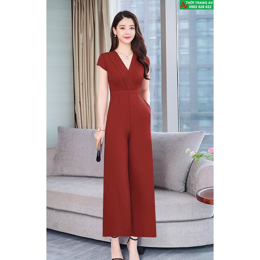 AV6498 - Jumpsuit - Đồ bay dài ống suông xếp pli ngực 