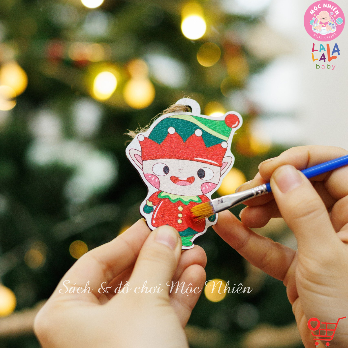 Đồ Chơi Tô Màu Gỗ Noel LalaXmas - Bộ Kit DIY Tự Vẽ và Làm Đồ Trang Trí Giáng Sinh - Lalala Baby